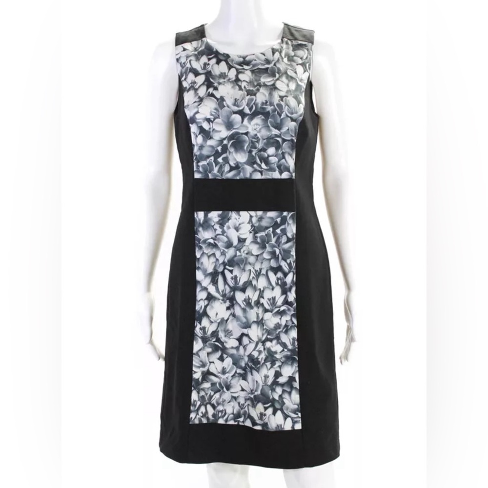 Michael Michael Kors Womens Back Zip Sleeveless Floral Trim Dress Black Size 6